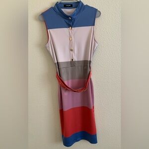 Chic Multicolor Sleeveless Midi Dress